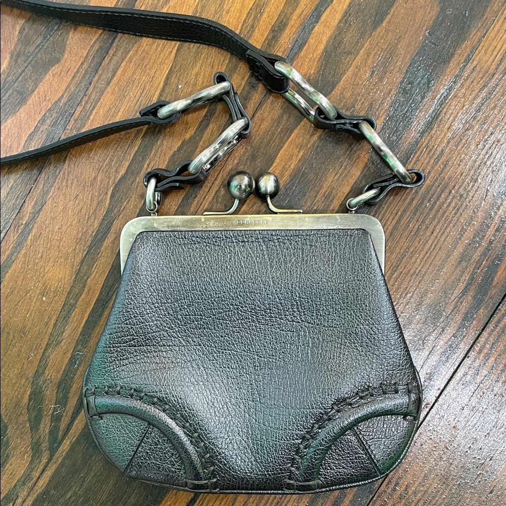 Burberry Leather Kiss-Lock Crossbody Bag